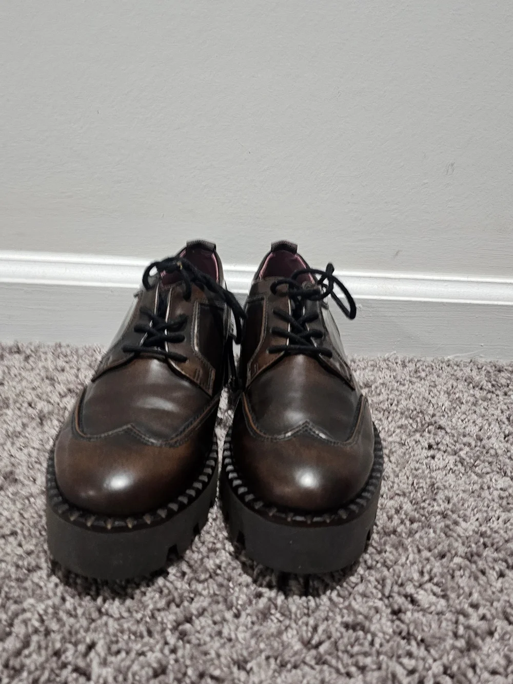 Franco Sarto Chunky Lace-Up Shoes in Dark Brown Balin Oxford Size 6.5